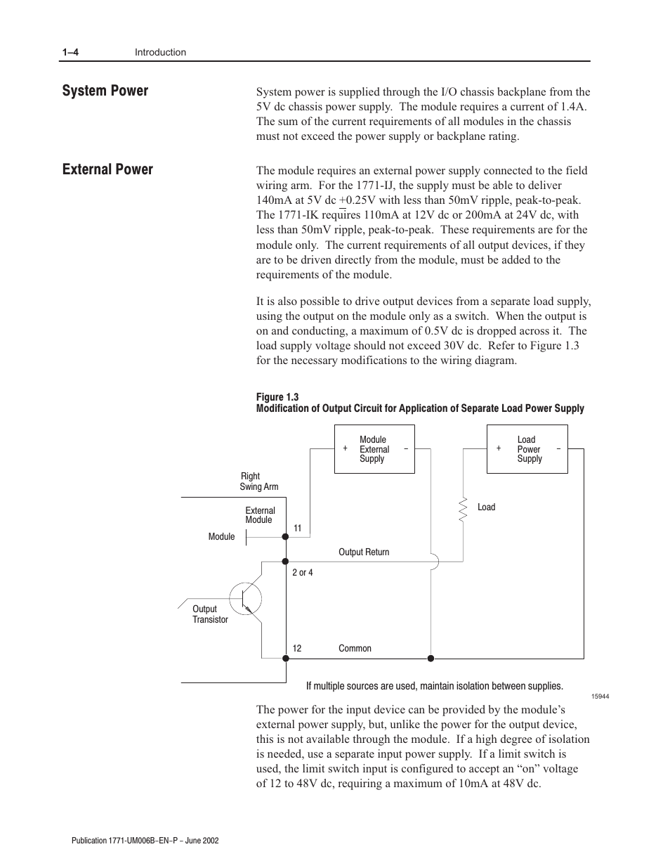 System power external power | Rockwell Automation 1771-IJ_IK IK ENCODER/COUNTER MODULES User Manual | Page 12 / 68