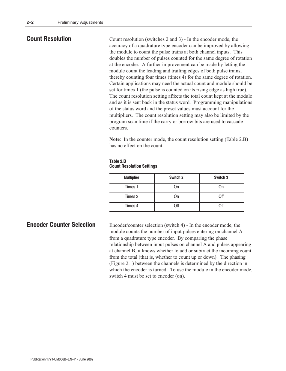 Count resolution encoder counter selection | Rockwell Automation 1771-IJ_IK IK ENCODER/COUNTER MODULES User Manual | Page 14 / 68