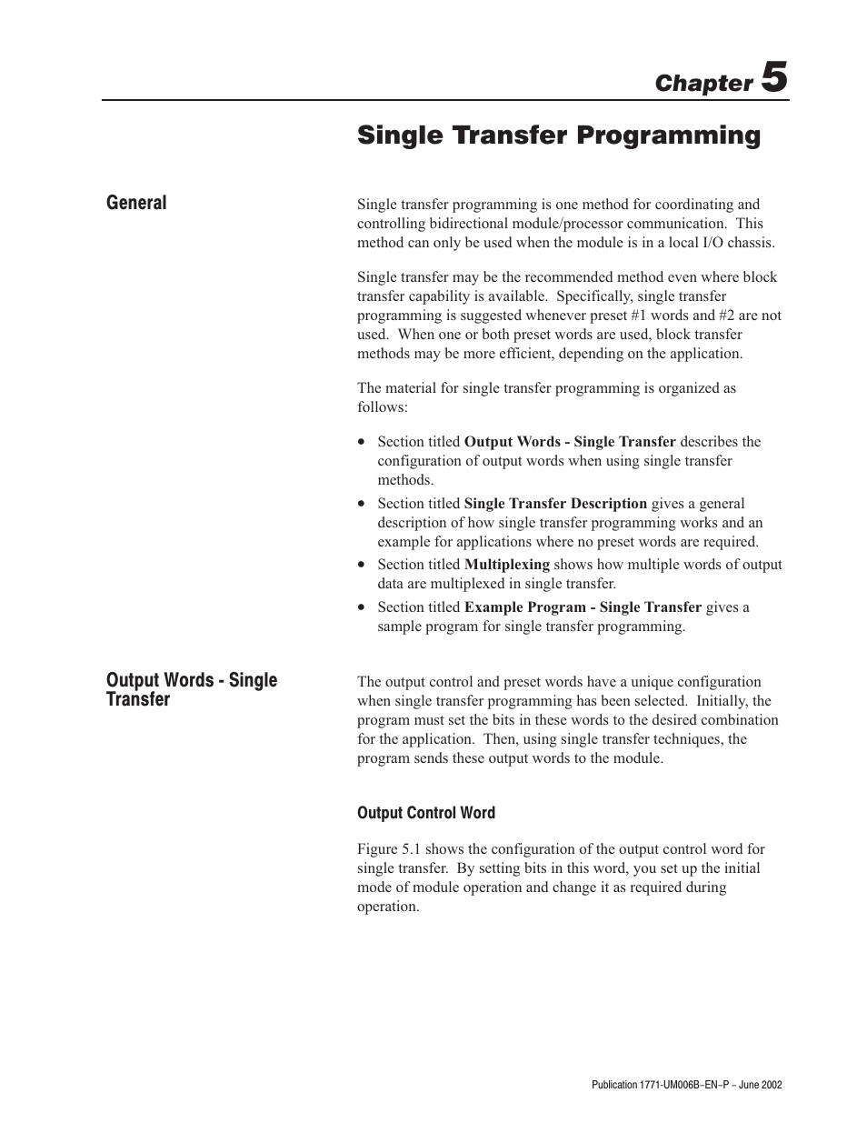 Single transfer programming, Chapter | Rockwell Automation 1771-IJ_IK IK ENCODER/COUNTER MODULES User Manual | Page 31 / 68