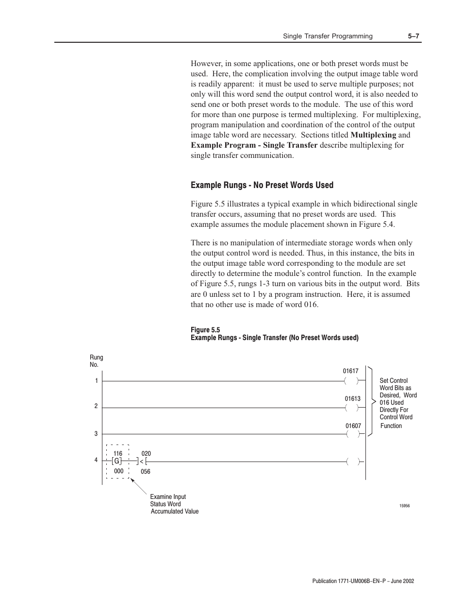 Example rungs ć no preset words used | Rockwell Automation 1771-IJ_IK IK ENCODER/COUNTER MODULES User Manual | Page 37 / 68