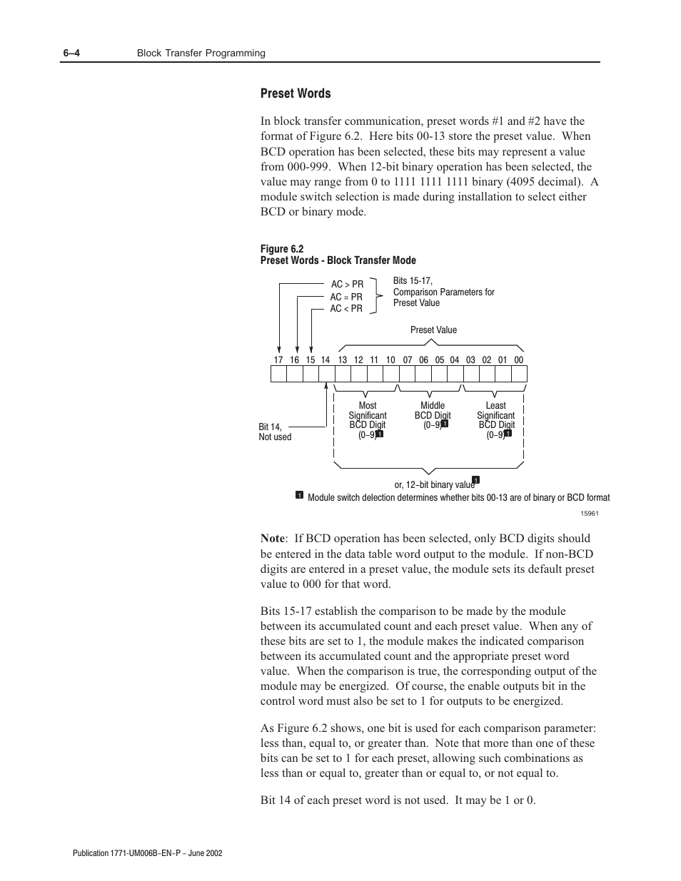 Preset words | Rockwell Automation 1771-IJ_IK IK ENCODER/COUNTER MODULES User Manual | Page 48 / 68