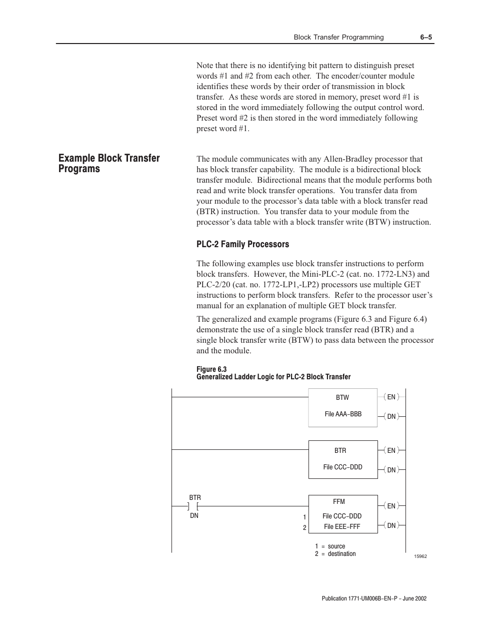 Example block transfer programs | Rockwell Automation 1771-IJ_IK IK ENCODER/COUNTER MODULES User Manual | Page 49 / 68