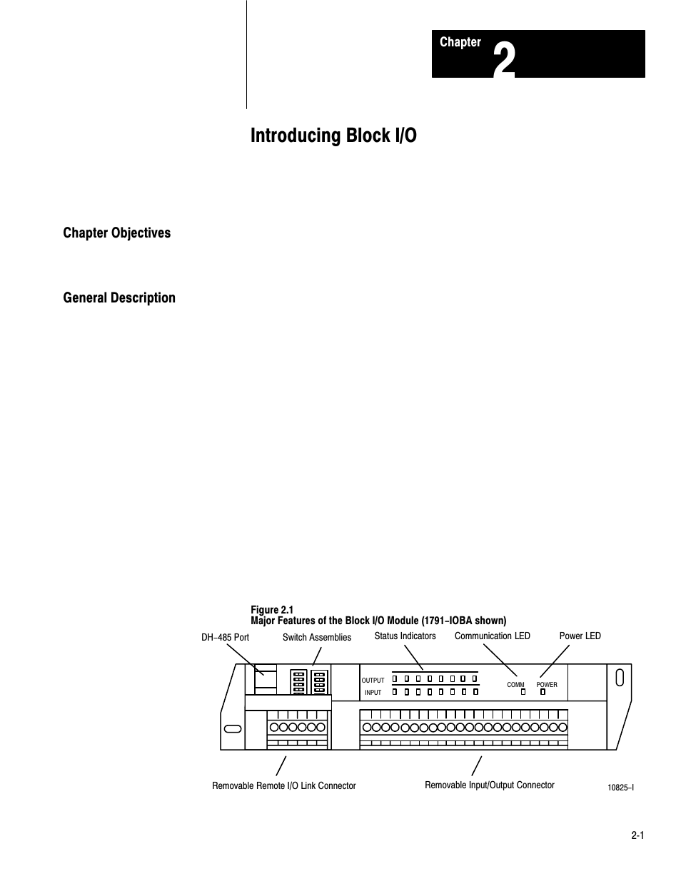 2 - introducing block i/o, Chapter objectives, General description | Introducing block i/o | Rockwell Automation 1791-IOBB USER MANUAL User Manual | Page 8 / 36