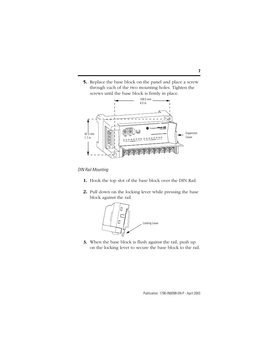 Rockwell Automation 1790P-T8BV8B Profibus DP Digital Base Terminal Block Compact Block LDX I/O I.I. User Manual | Page 7 / 20