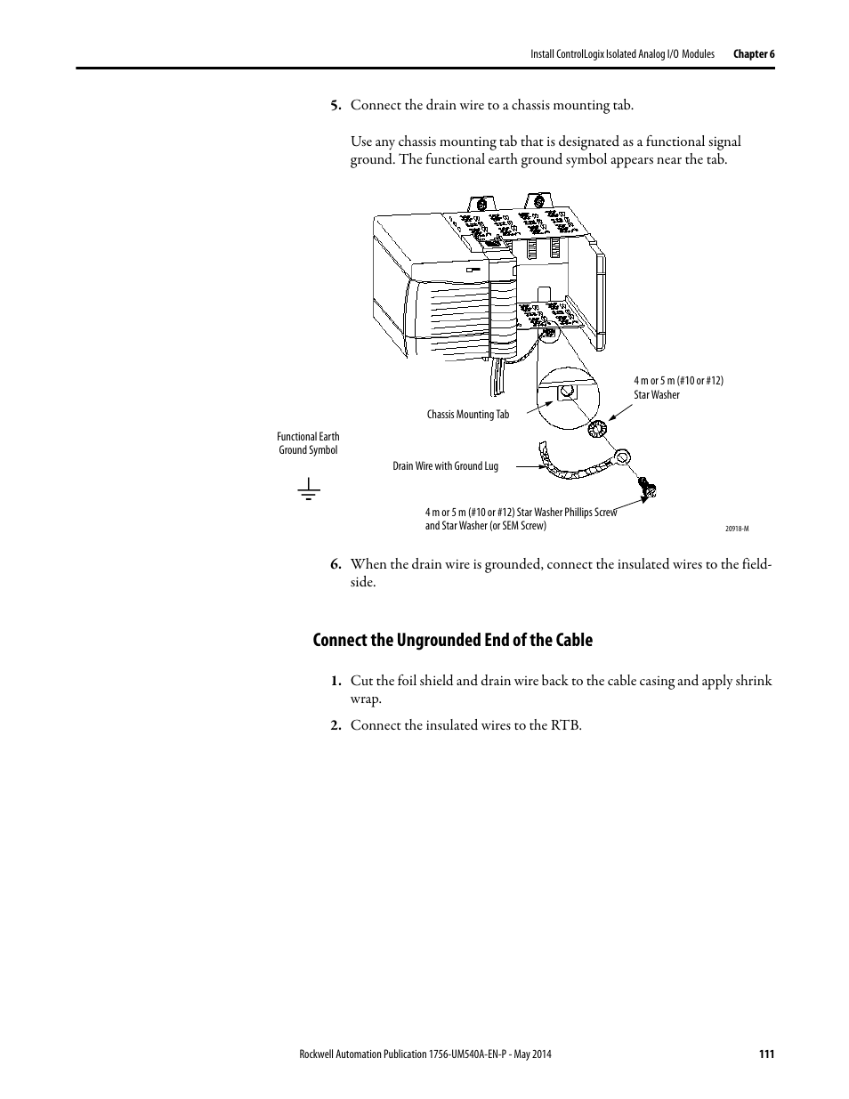 Connect the ungrounded end of the cable | Rockwell Automation 1756-OF8I ControlLogix Eight-channel Isolated Analog I/O Modules  User Manual | Page 111 / 208