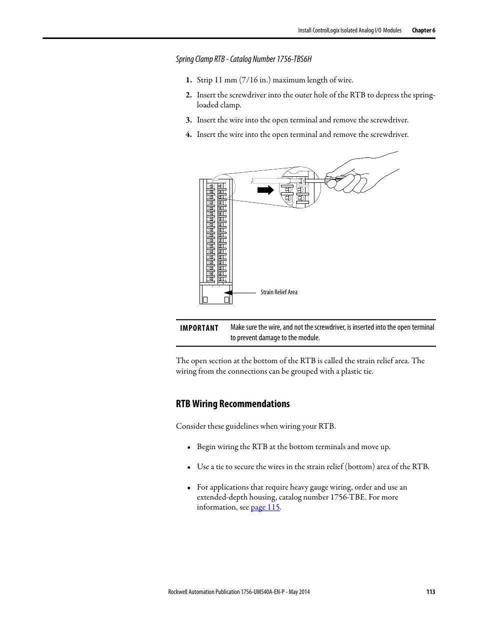 Rtb wiring recommendations | Rockwell Automation 1756-OF8I ControlLogix Eight-channel Isolated Analog I/O Modules  User Manual | Page 113 / 208