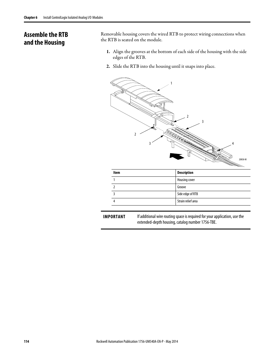 Assemble the rtb and the housing | Rockwell Automation 1756-OF8I ControlLogix Eight-channel Isolated Analog I/O Modules  User Manual | Page 114 / 208