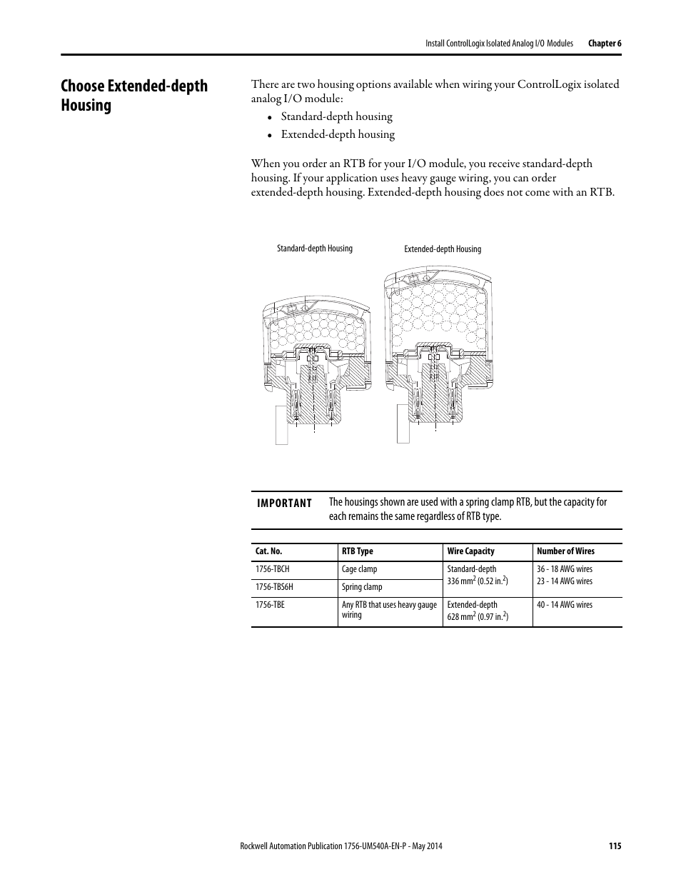 Choose extended-depth housing | Rockwell Automation 1756-OF8I ControlLogix Eight-channel Isolated Analog I/O Modules  User Manual | Page 115 / 208