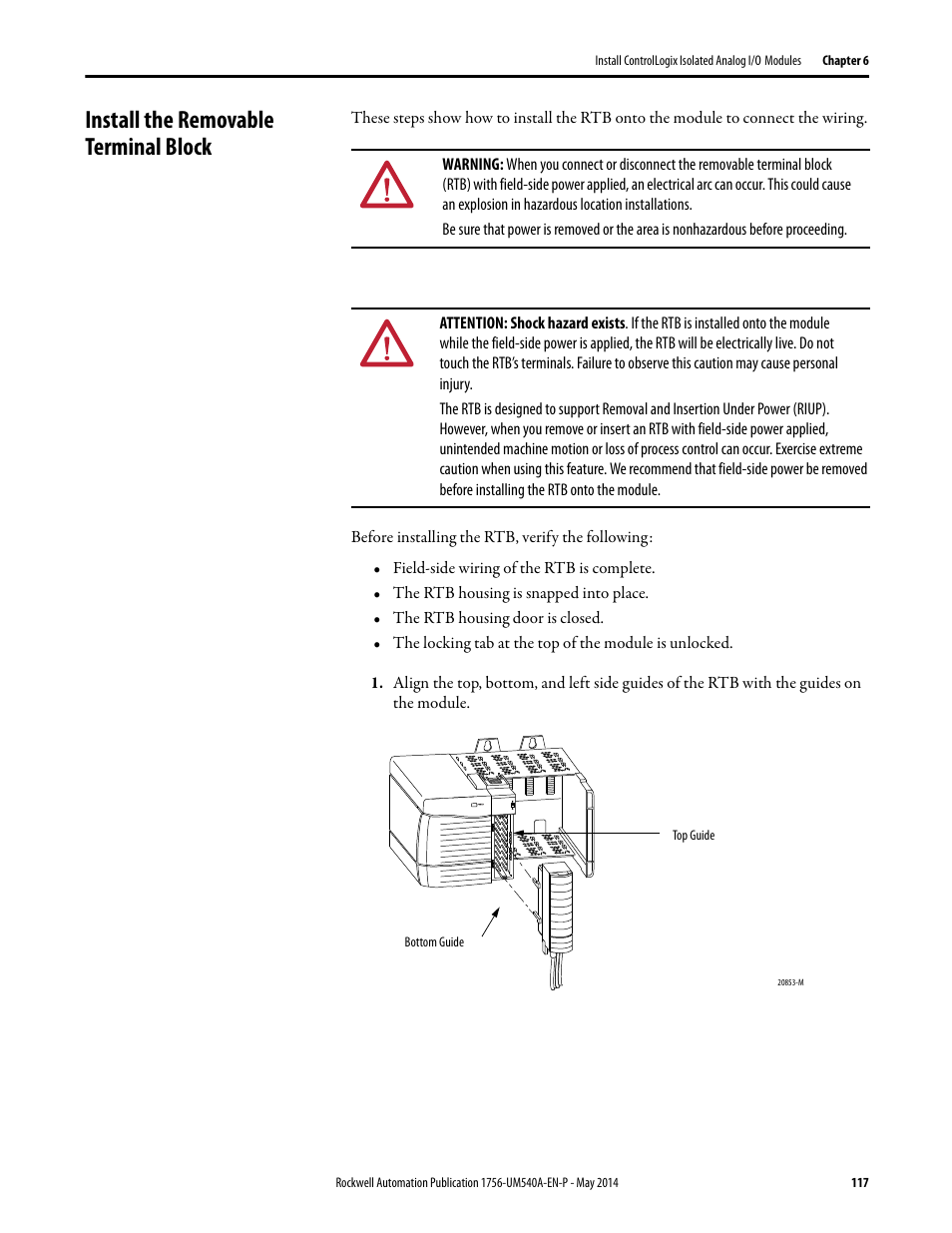 Install the removable terminal block | Rockwell Automation 1756-OF8I ControlLogix Eight-channel Isolated Analog I/O Modules  User Manual | Page 117 / 208