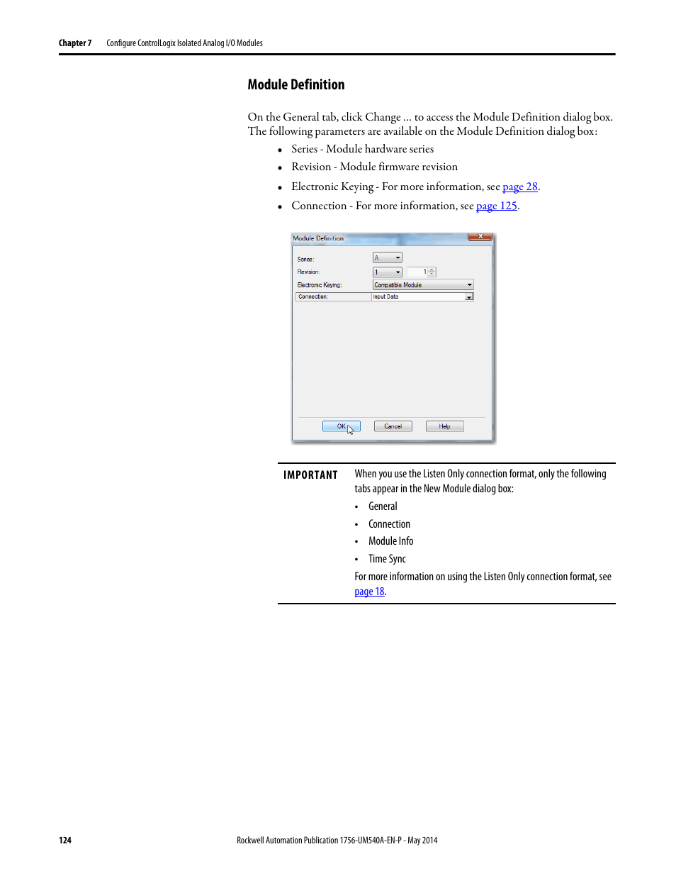 Module definition | Rockwell Automation 1756-OF8I ControlLogix Eight-channel Isolated Analog I/O Modules  User Manual | Page 124 / 208