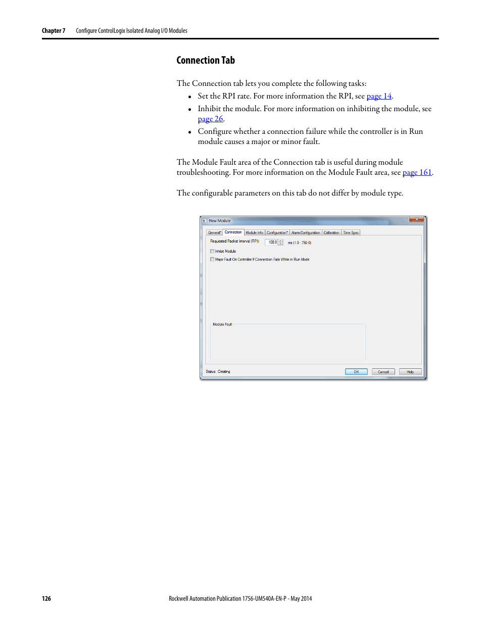 Connection tab | Rockwell Automation 1756-OF8I ControlLogix Eight-channel Isolated Analog I/O Modules  User Manual | Page 126 / 208