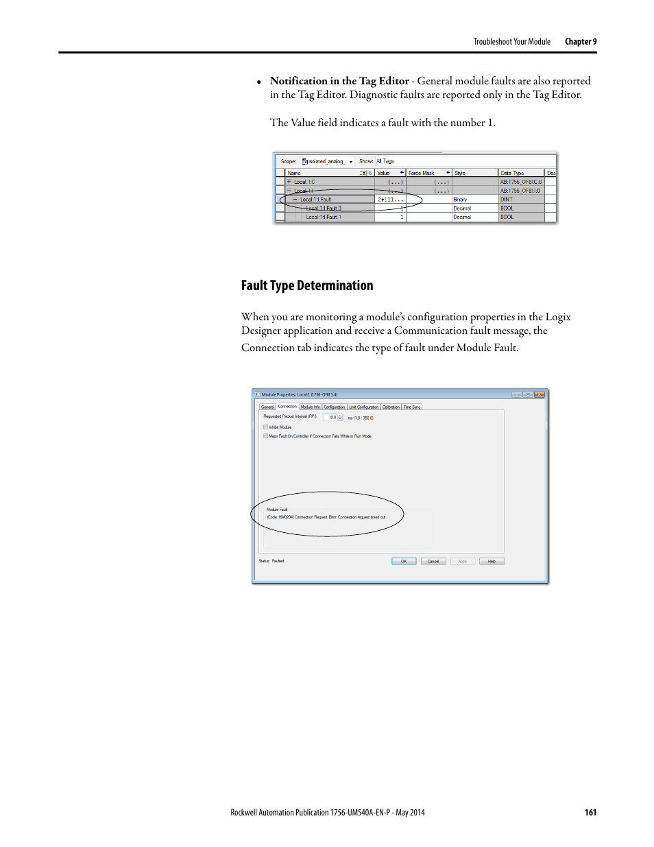 Fault type determination | Rockwell Automation 1756-OF8I ControlLogix Eight-channel Isolated Analog I/O Modules  User Manual | Page 161 / 208