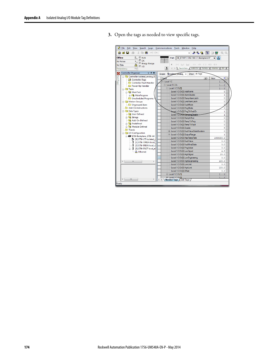 Rockwell Automation 1756-OF8I ControlLogix Eight-channel Isolated Analog I/O Modules  User Manual | Page 174 / 208