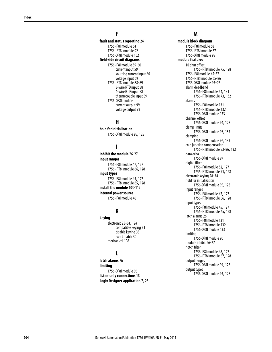 Rockwell Automation 1756-OF8I ControlLogix Eight-channel Isolated Analog I/O Modules  User Manual | Page 204 / 208