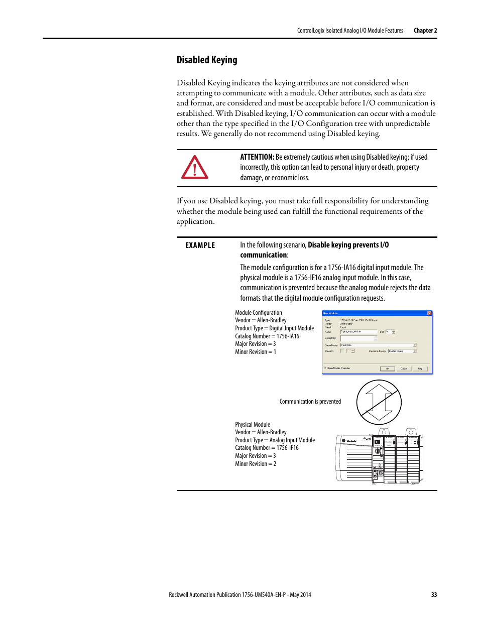 Disabled keying | Rockwell Automation 1756-OF8I ControlLogix Eight-channel Isolated Analog I/O Modules  User Manual | Page 33 / 208