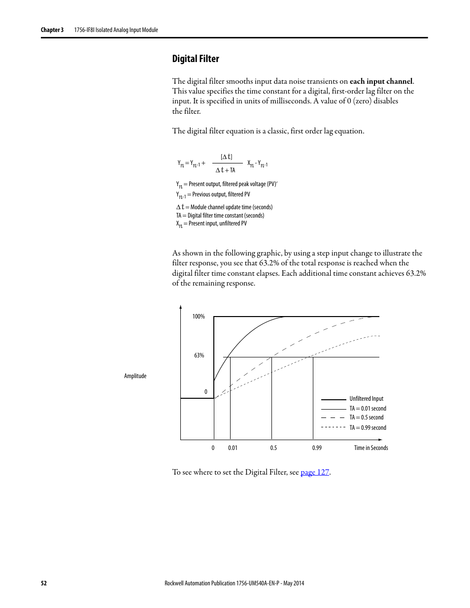 Digital filter | Rockwell Automation 1756-OF8I ControlLogix Eight-channel Isolated Analog I/O Modules  User Manual | Page 52 / 208