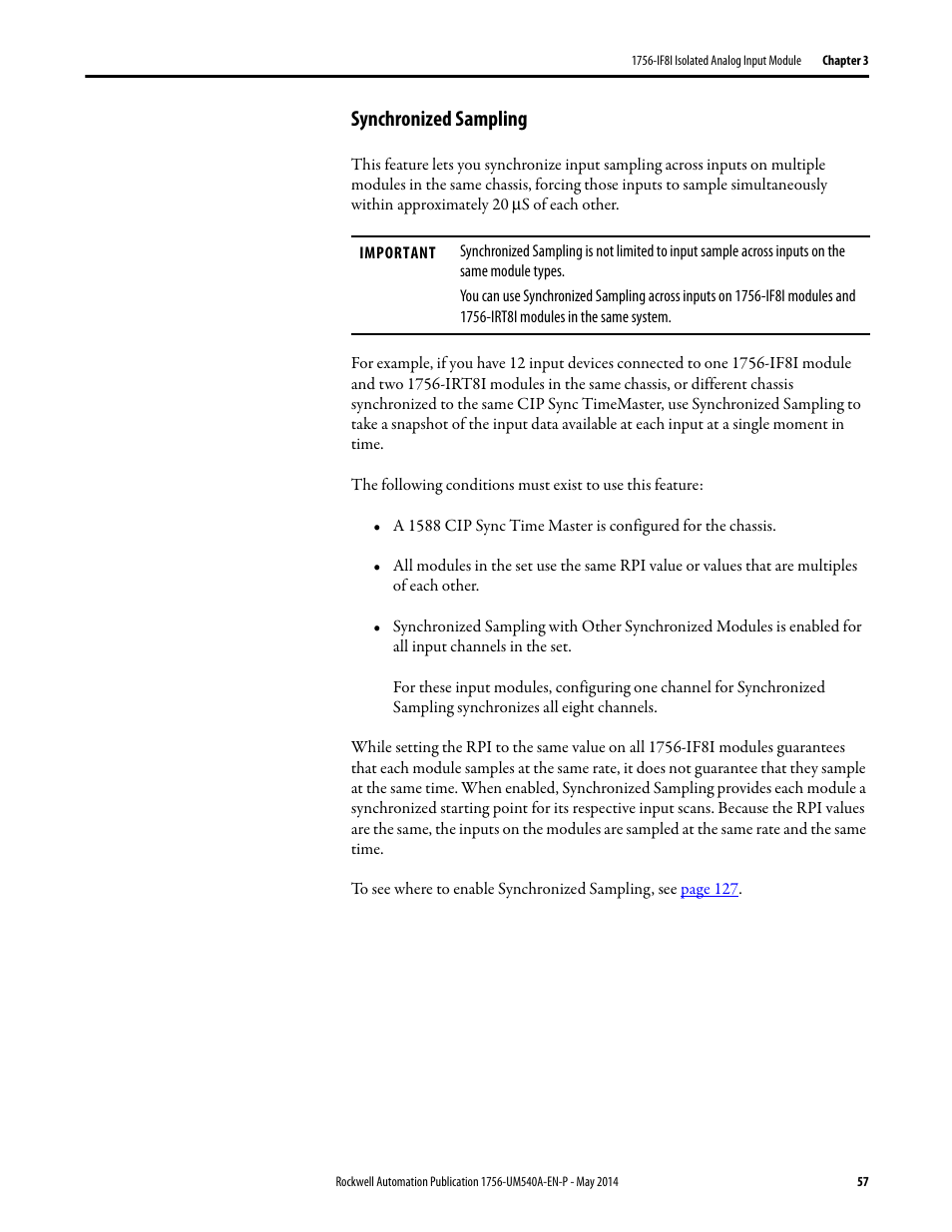 Synchronized sampling | Rockwell Automation 1756-OF8I ControlLogix Eight-channel Isolated Analog I/O Modules  User Manual | Page 57 / 208