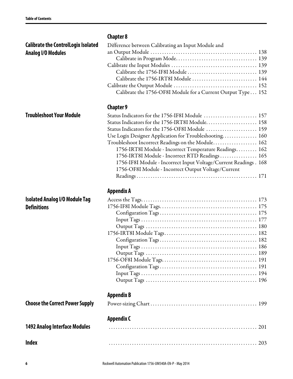 Rockwell Automation 1756-OF8I ControlLogix Eight-channel Isolated Analog I/O Modules  User Manual | Page 6 / 208