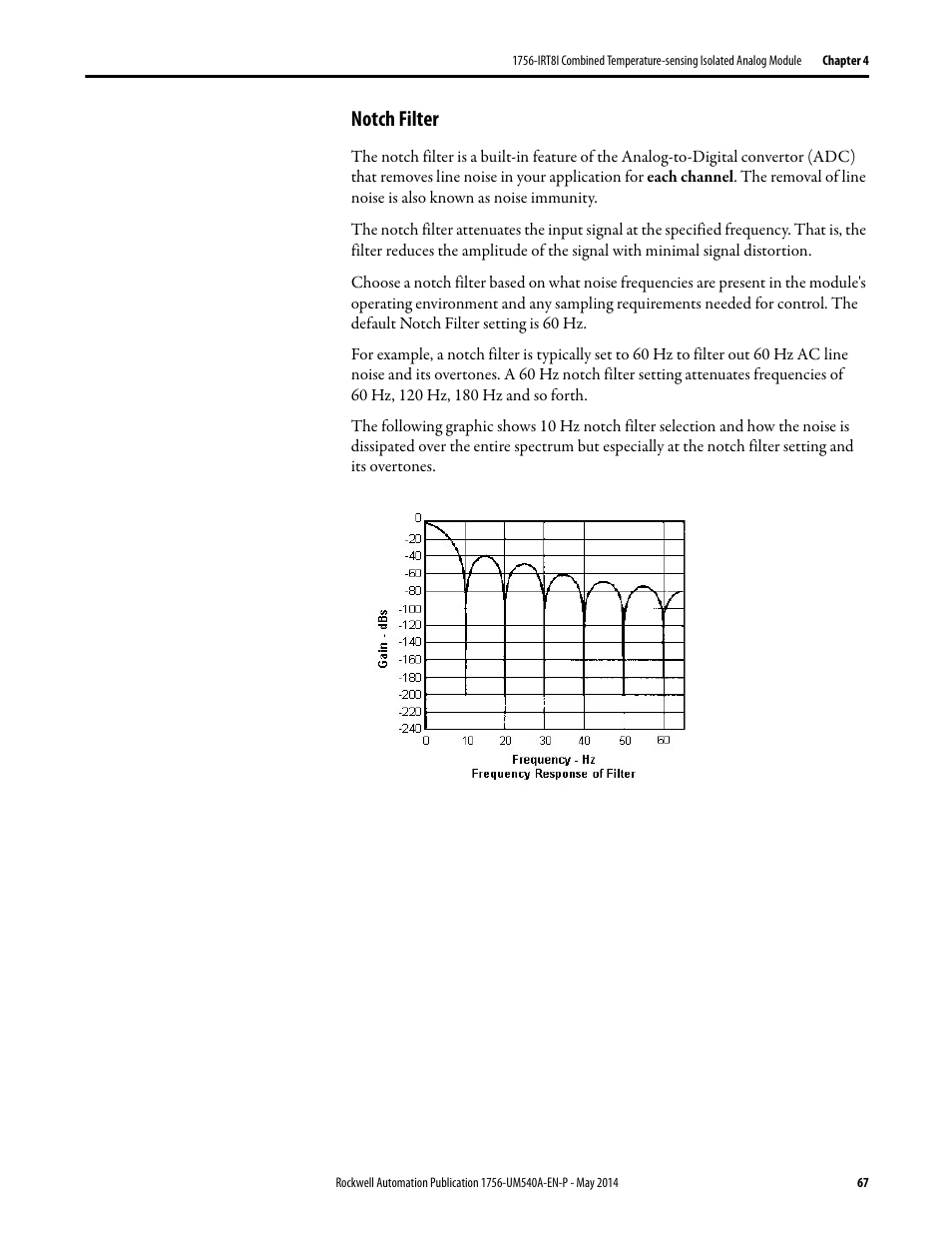 Notch filter | Rockwell Automation 1756-OF8I ControlLogix Eight-channel Isolated Analog I/O Modules  User Manual | Page 67 / 208