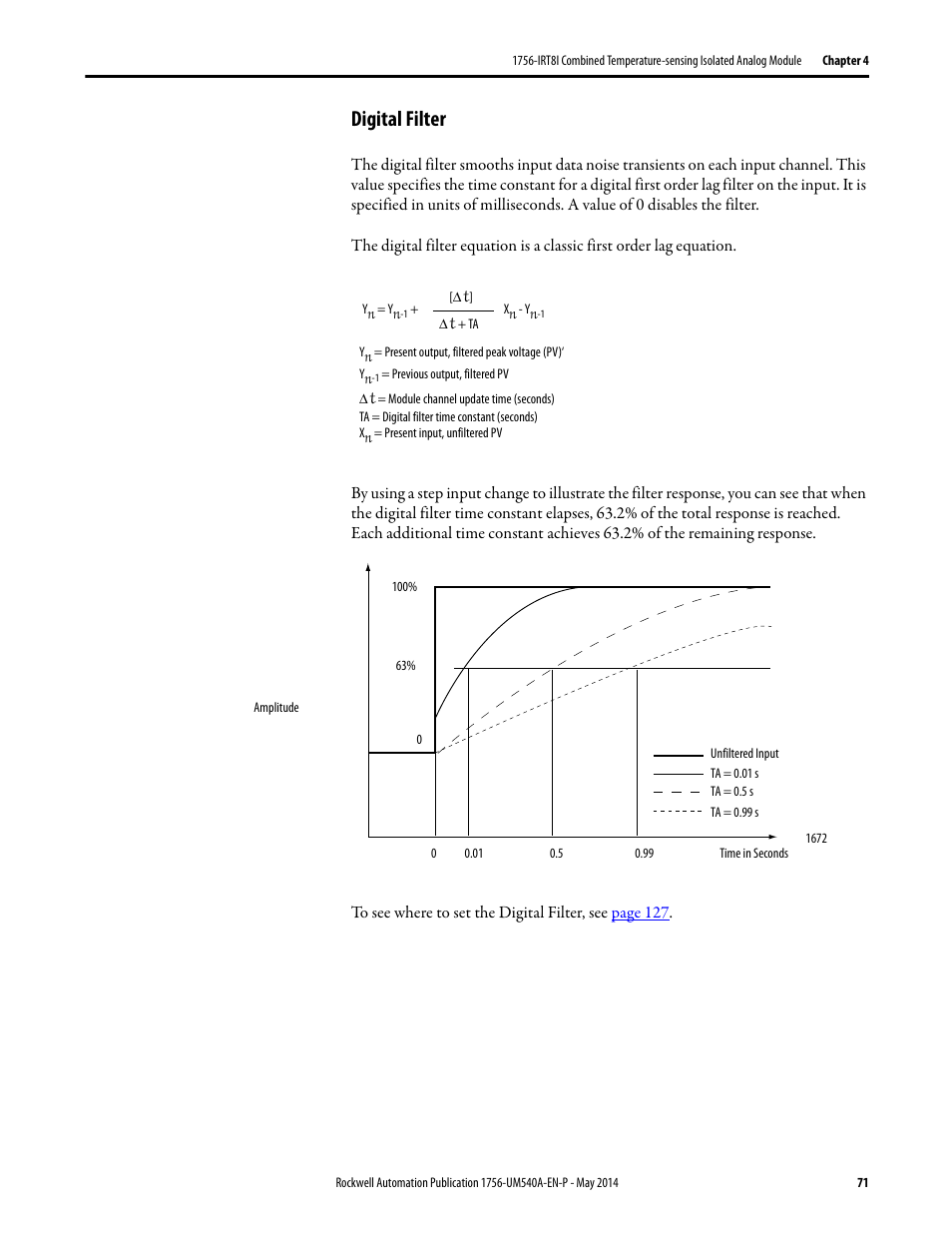 Digital filter | Rockwell Automation 1756-OF8I ControlLogix Eight-channel Isolated Analog I/O Modules  User Manual | Page 71 / 208