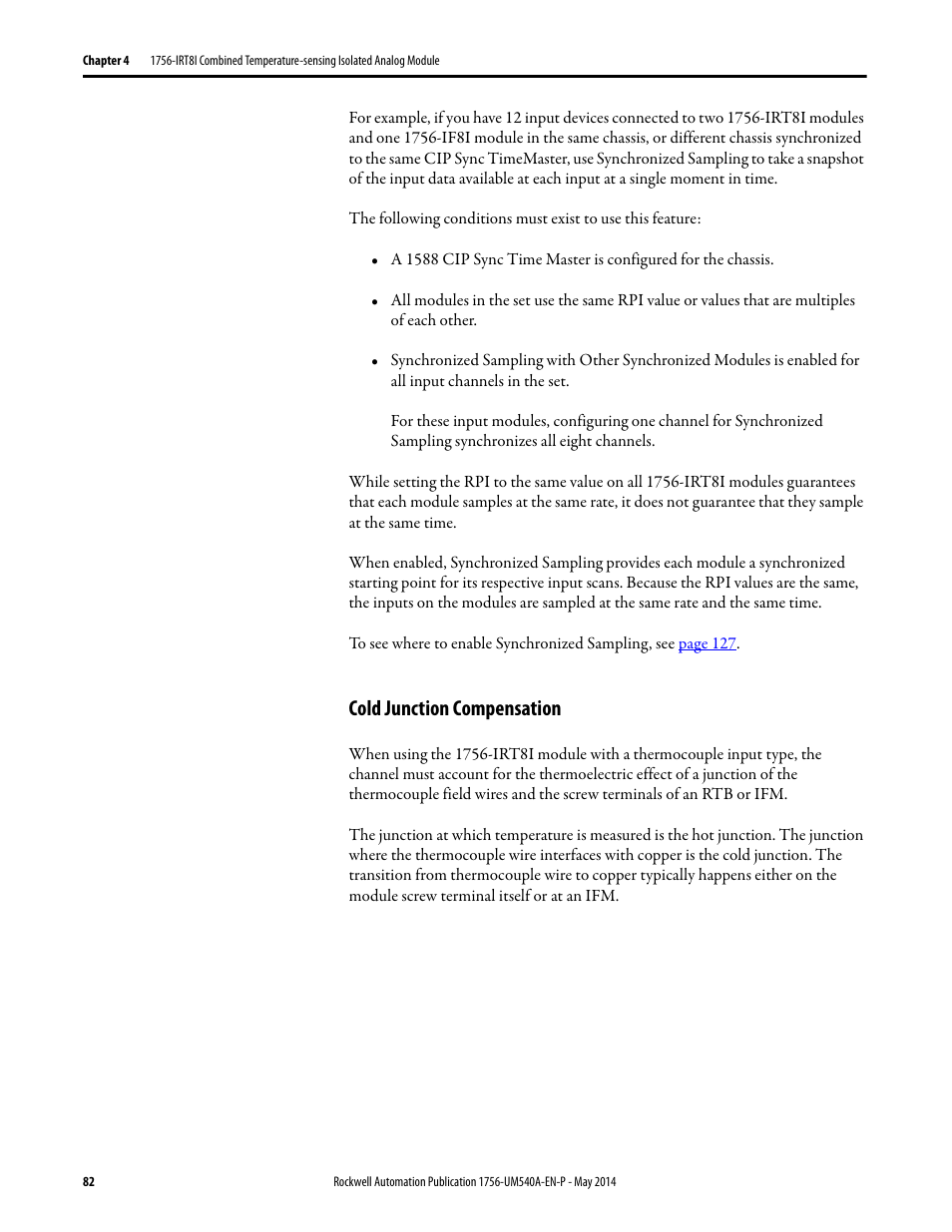 Cold junction compensation | Rockwell Automation 1756-OF8I ControlLogix Eight-channel Isolated Analog I/O Modules  User Manual | Page 82 / 208