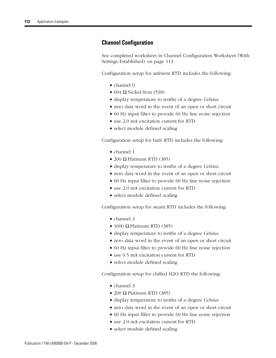 Channel configuration | Rockwell Automation 1746-NR4 SLC RTD/Resistance Input Module User Manual User Manual | Page 112 / 148