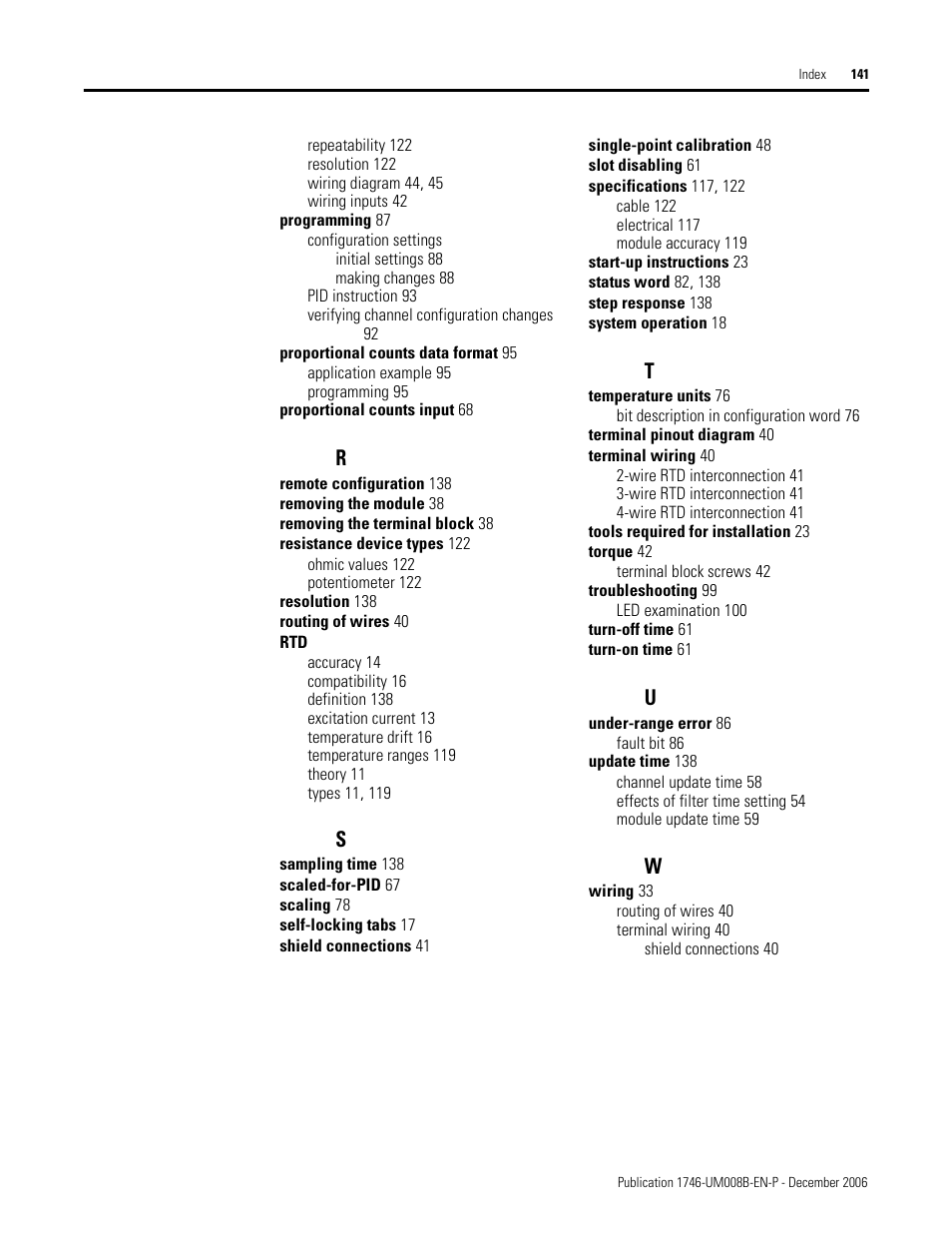 Rockwell Automation 1746-NR4 SLC RTD/Resistance Input Module User Manual User Manual | Page 141 / 148