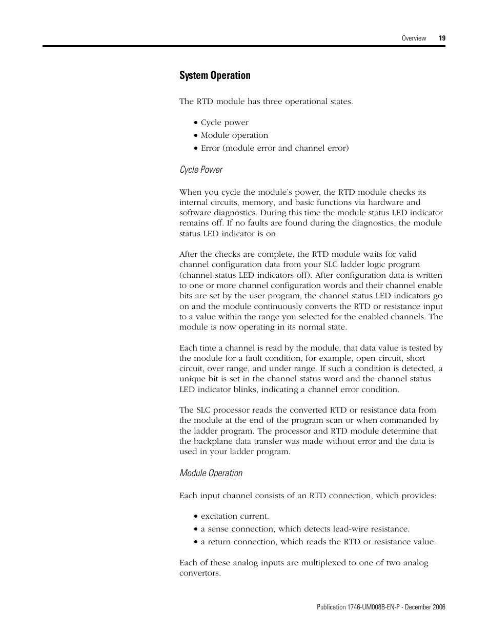 System operation | Rockwell Automation 1746-NR4 SLC RTD/Resistance Input Module User Manual User Manual | Page 19 / 148