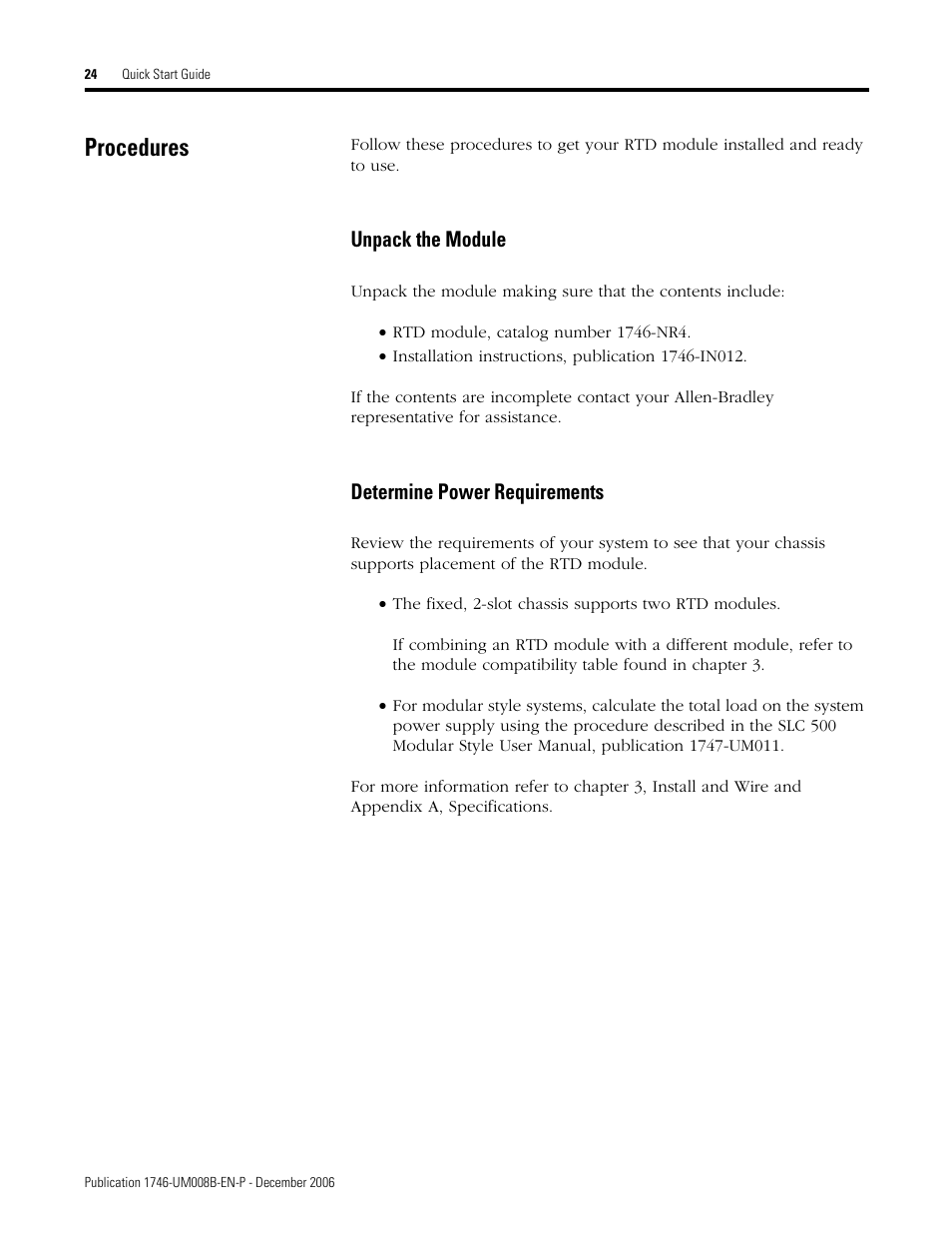 Procedures | Rockwell Automation 1746-NR4 SLC RTD/Resistance Input Module User Manual User Manual | Page 24 / 148