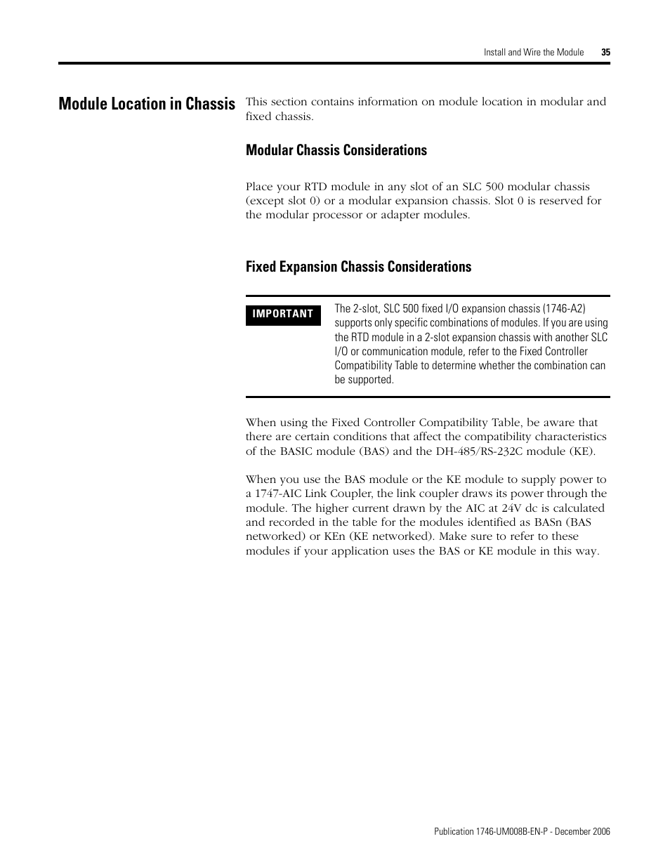 Module location in chassis | Rockwell Automation 1746-NR4 SLC RTD/Resistance Input Module User Manual User Manual | Page 35 / 148