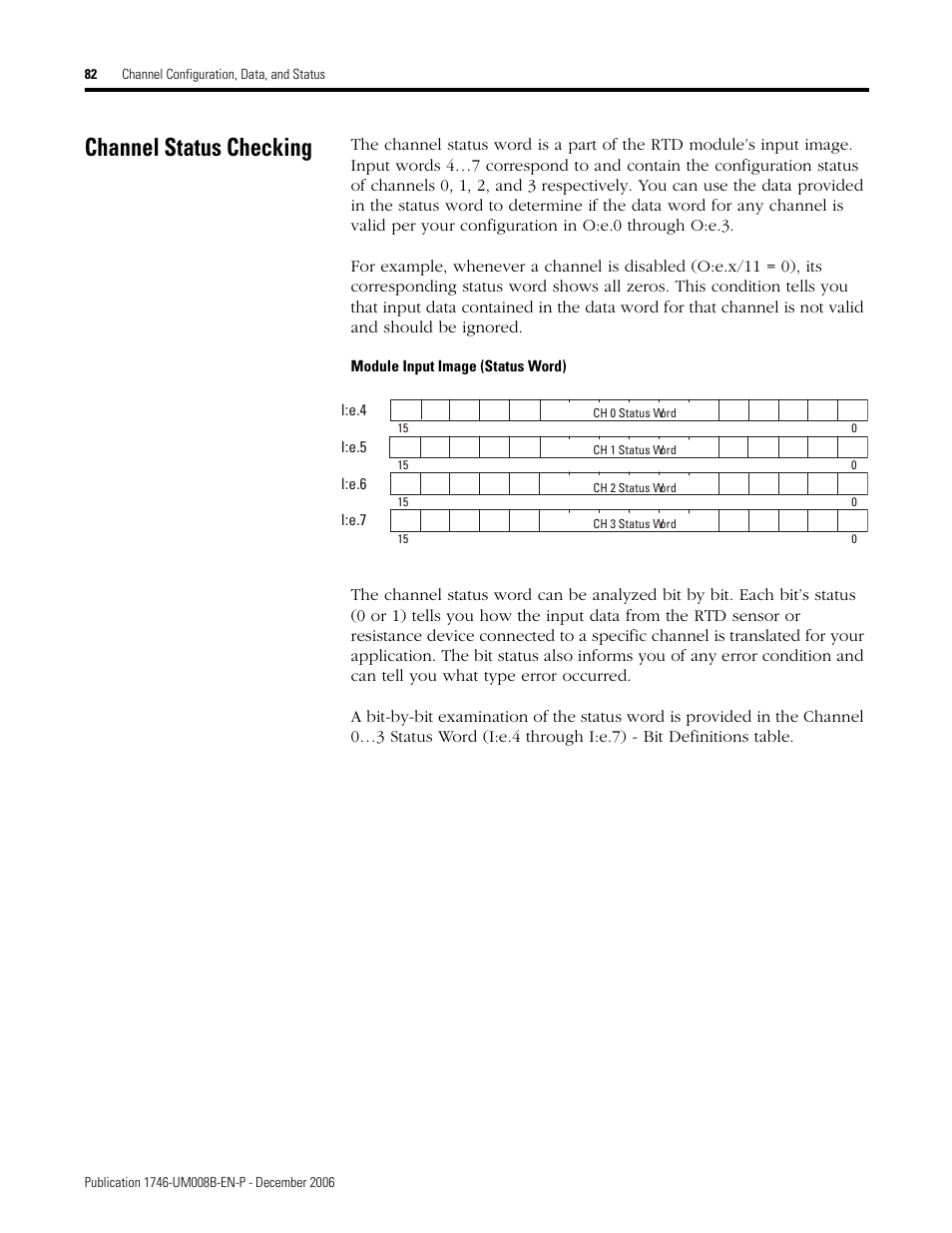 Channel status checking | Rockwell Automation 1746-NR4 SLC RTD/Resistance Input Module User Manual User Manual | Page 82 / 148