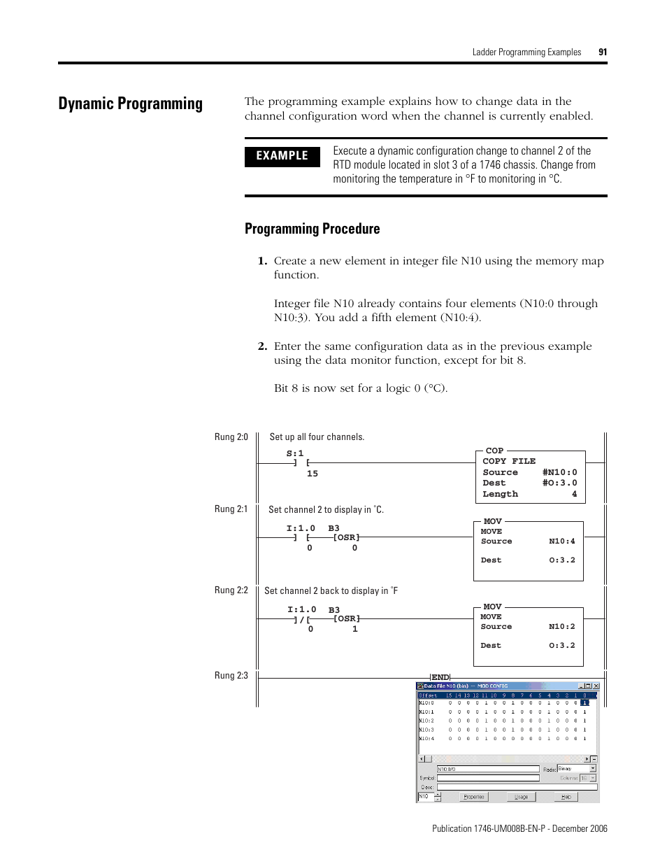 Dynamic programming, Programming procedure | Rockwell Automation 1746-NR4 SLC RTD/Resistance Input Module User Manual User Manual | Page 91 / 148