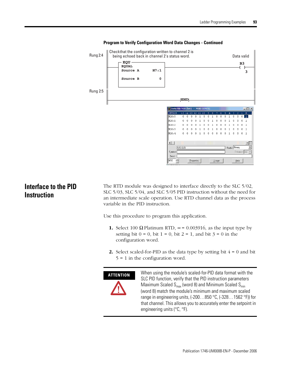 Interface to the pid instruction | Rockwell Automation 1746-NR4 SLC RTD/Resistance Input Module User Manual User Manual | Page 93 / 148