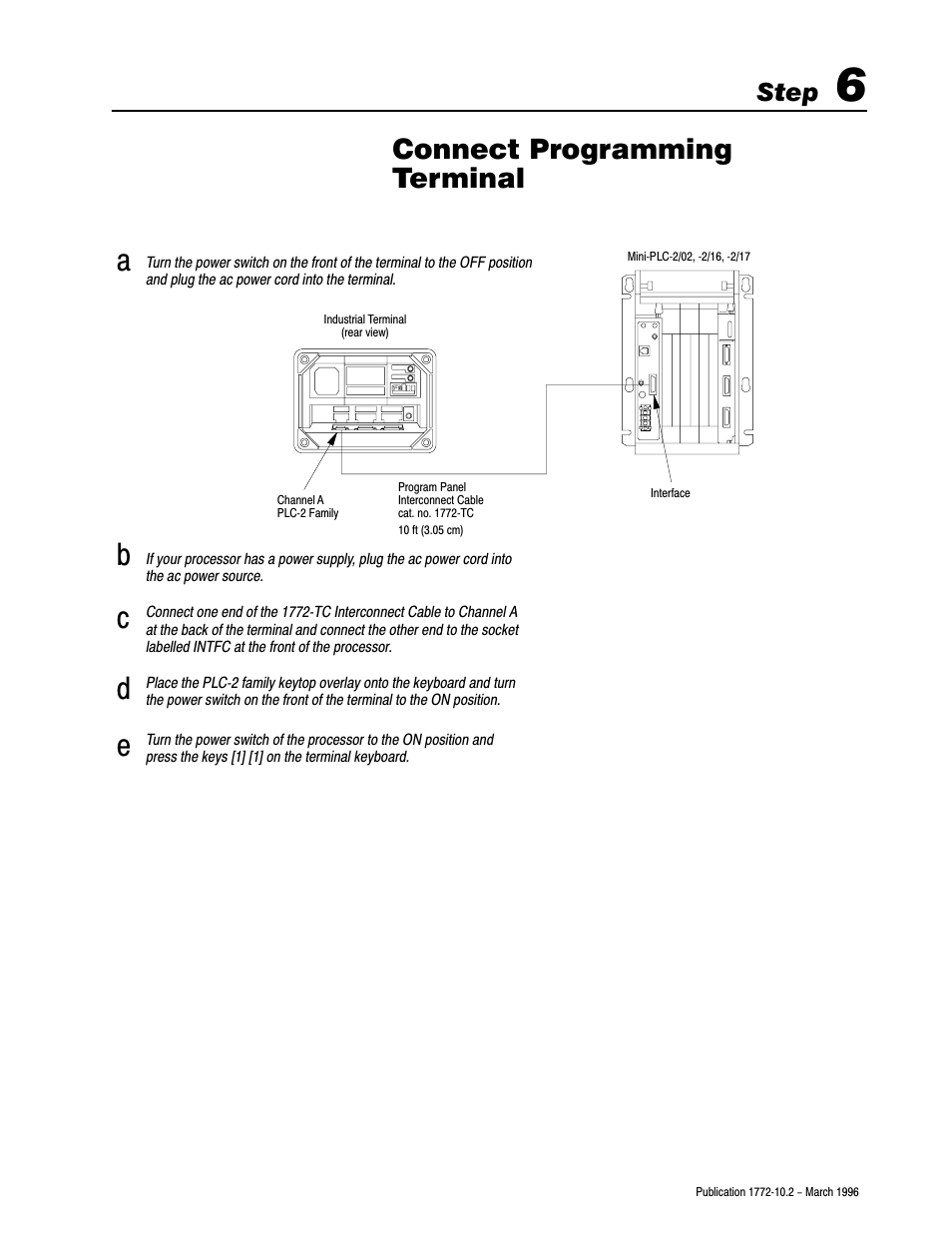 1772-10.2, 6 - connect programming terminal, Connect programming terminal, Step | Rockwell Automation 1772-MJ DATA MINI-PLC-2 FAM.PROG.CONTR User Manual | Page 13 / 17
