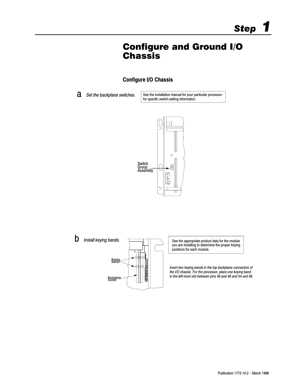 1772-10.2, 1 - configure and ground i/o chassis, Step, Configure and ground i/o chassis | Configure i/o chassis | Rockwell Automation 1772-MJ DATA MINI-PLC-2 FAM.PROG.CONTR User Manual | Page 6 / 17