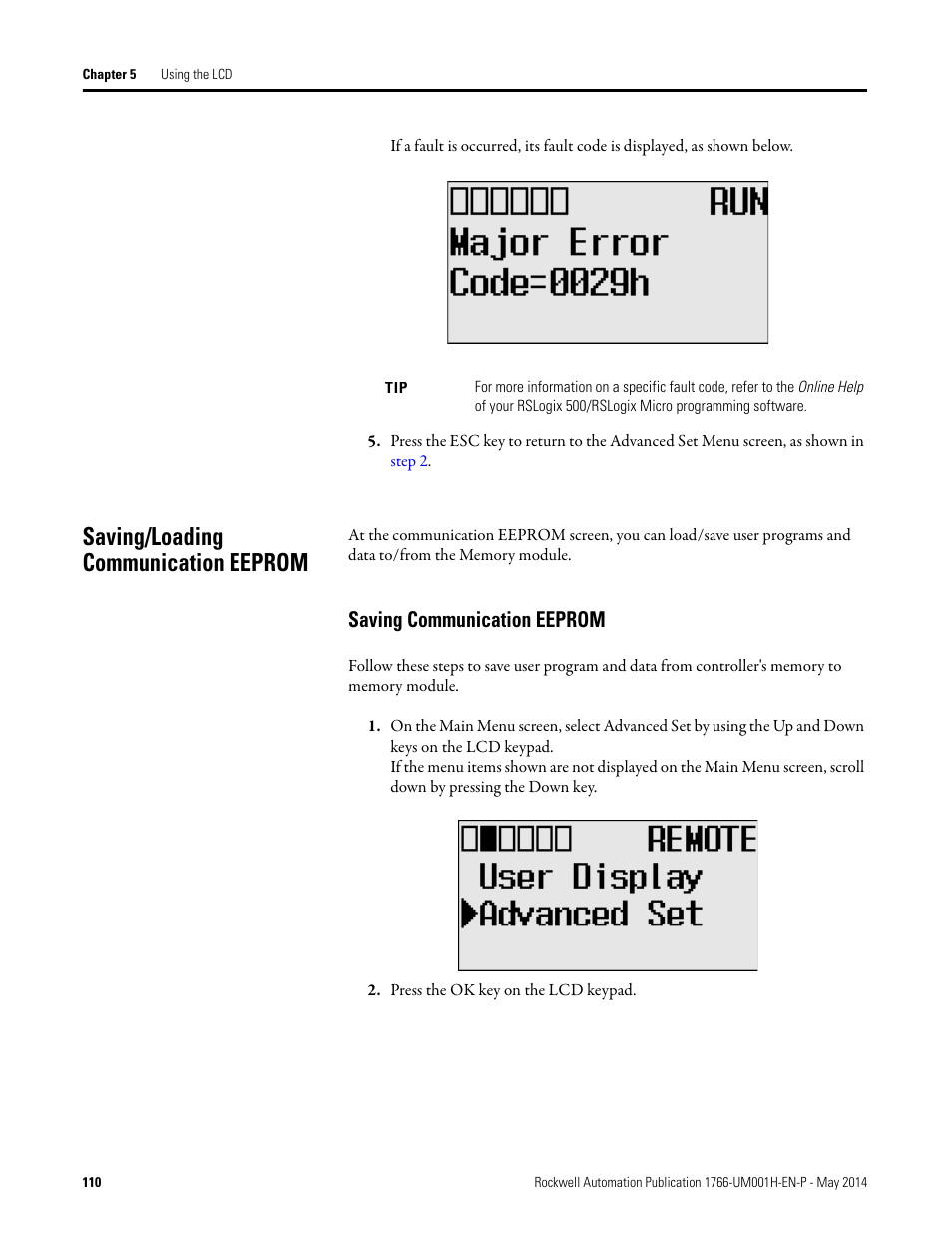 Saving/loading communication eeprom, Saving communication eeprom | Rockwell Automation 1766-Lxxxx MicroLogix 1400 Programmable Controllers User Manual User Manual | Page 152 / 406