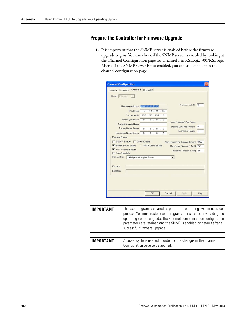 Prepare the controller for firmware upgrade | Rockwell Automation 1766-Lxxxx MicroLogix 1400 Programmable Controllers User Manual User Manual | Page 208 / 406