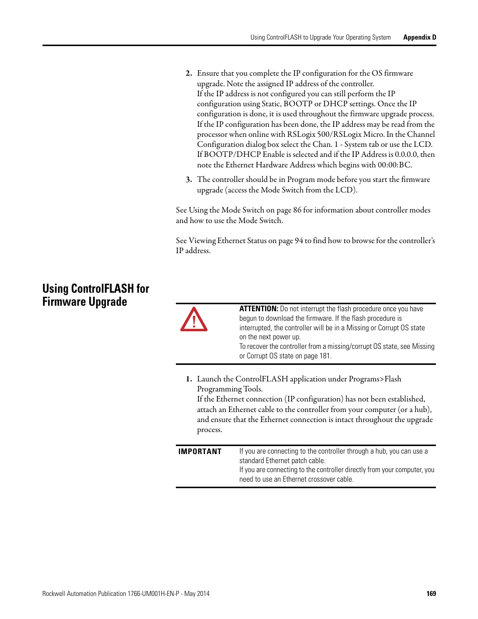 Using controlflash for firmware upgrade | Rockwell Automation 1766-Lxxxx MicroLogix 1400 Programmable Controllers User Manual User Manual | Page 209 / 406