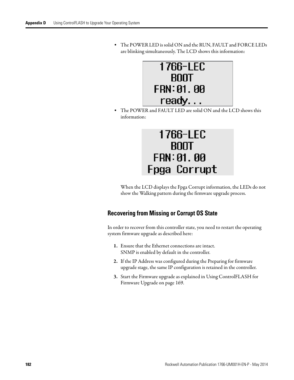 Recovering from missing or corrupt os state | Rockwell Automation 1766-Lxxxx MicroLogix 1400 Programmable Controllers User Manual User Manual | Page 222 / 406