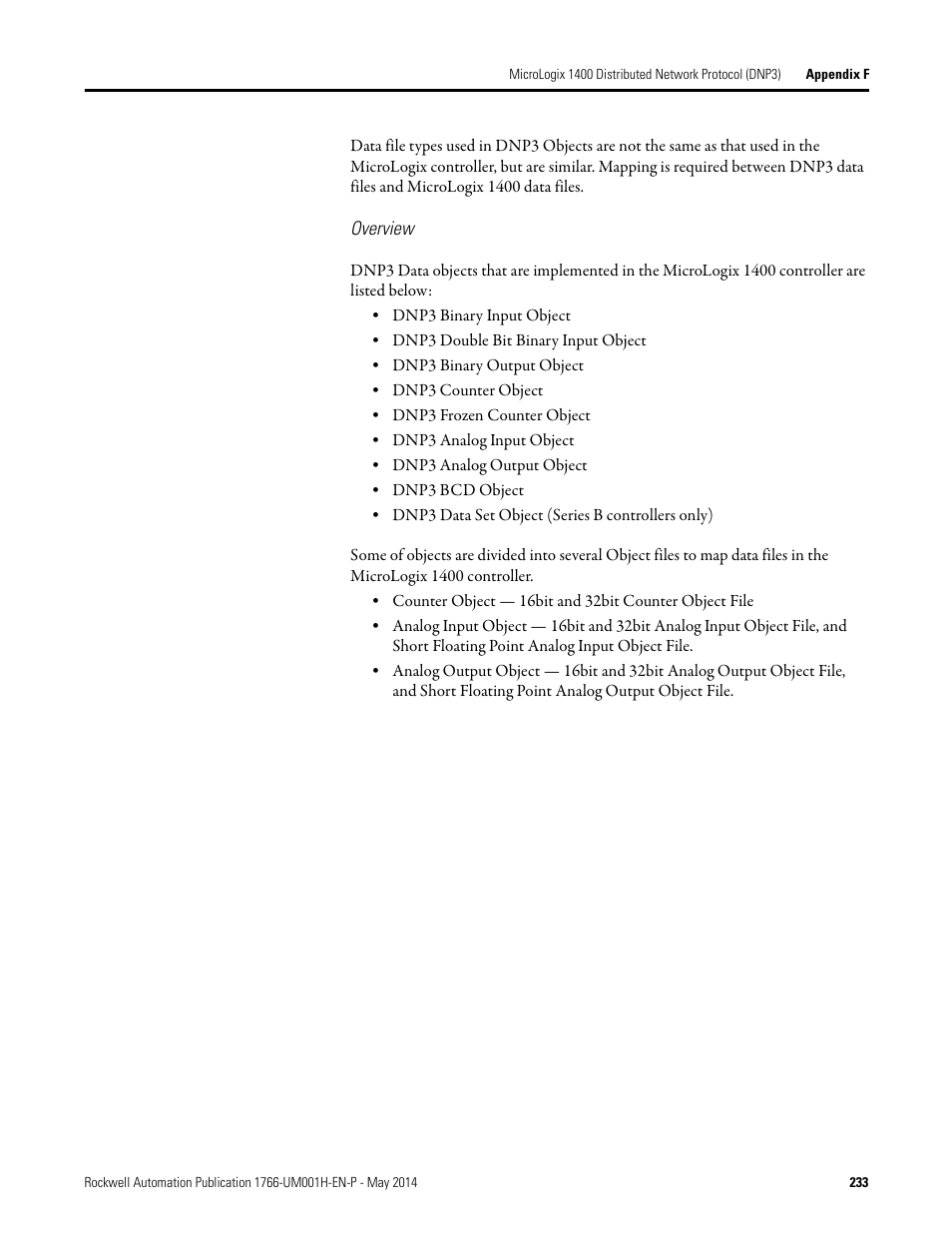 Overview | Rockwell Automation 1766-Lxxxx MicroLogix 1400 Programmable Controllers User Manual User Manual | Page 273 / 406