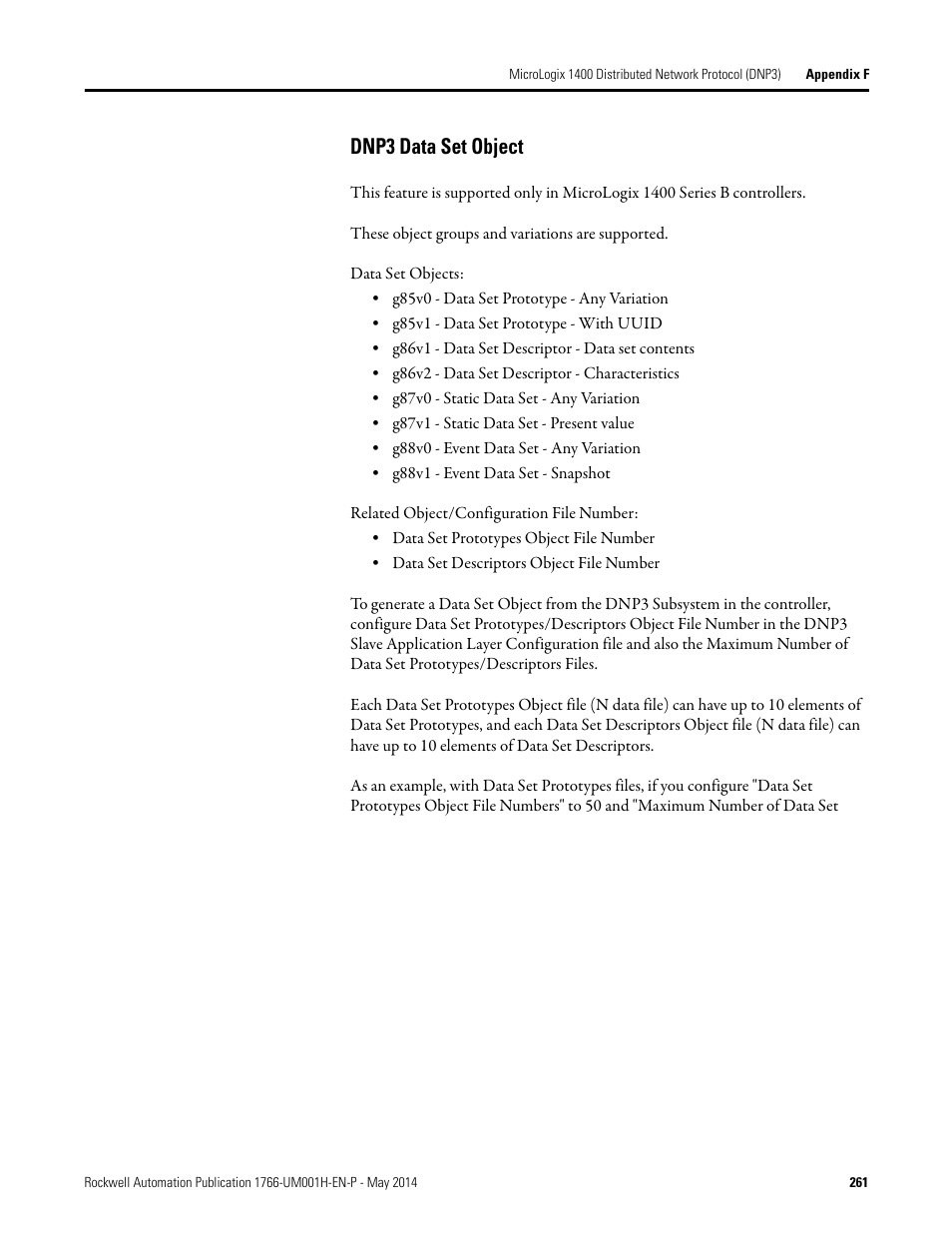 Dnp3 data set object | Rockwell Automation 1766-Lxxxx MicroLogix 1400 Programmable Controllers User Manual User Manual | Page 301 / 406