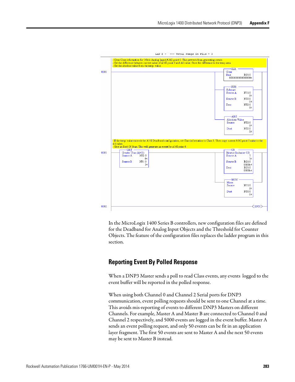 Reporting event by polled response | Rockwell Automation 1766-Lxxxx MicroLogix 1400 Programmable Controllers User Manual User Manual | Page 323 / 406