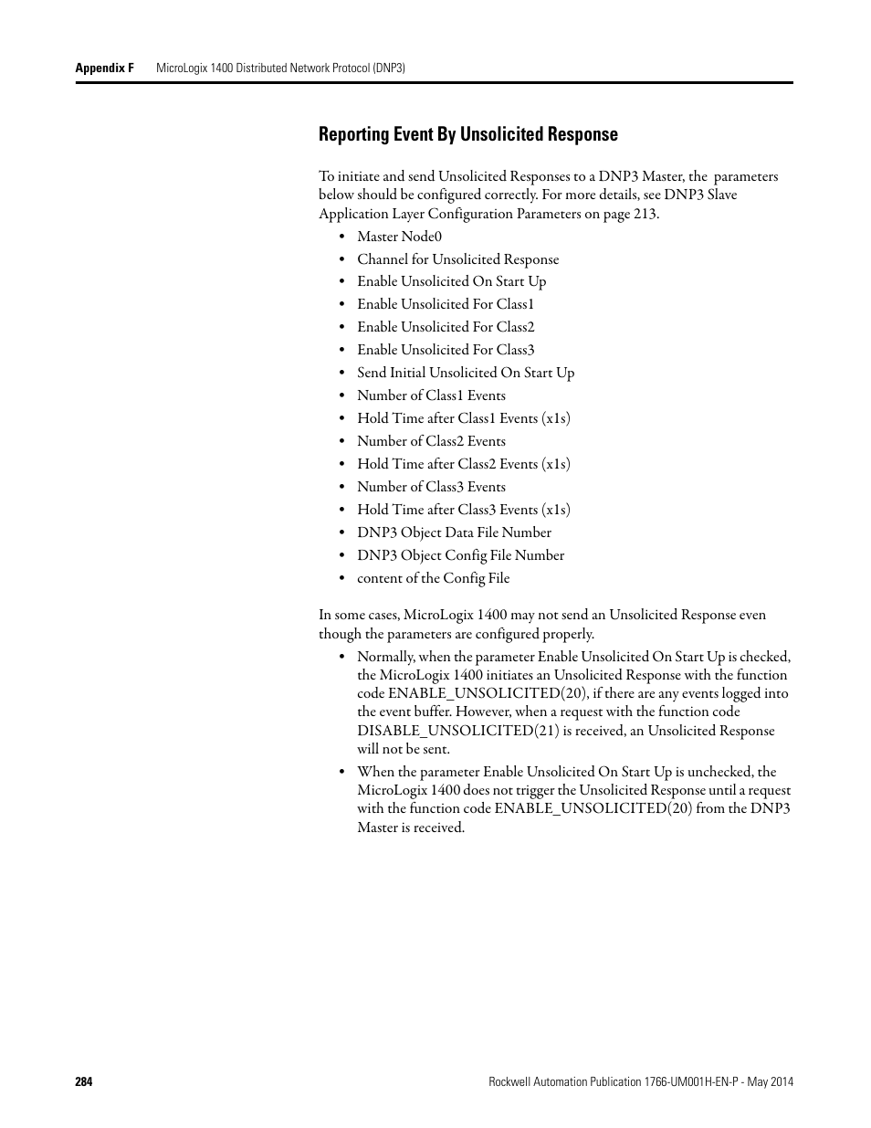 Reporting event by unsolicited response | Rockwell Automation 1766-Lxxxx MicroLogix 1400 Programmable Controllers User Manual User Manual | Page 324 / 406