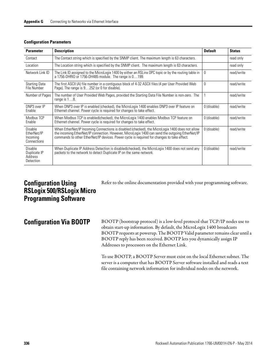 Configuration via bootp | Rockwell Automation 1766-Lxxxx MicroLogix 1400 Programmable Controllers User Manual User Manual | Page 376 / 406