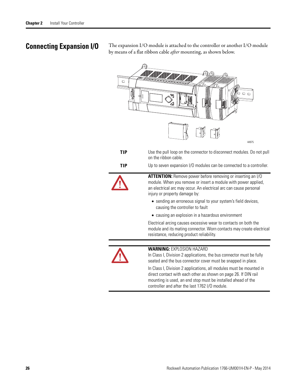 Connecting expansion i/o | Rockwell Automation 1766-Lxxxx MicroLogix 1400 Programmable Controllers User Manual User Manual | Page 40 / 406