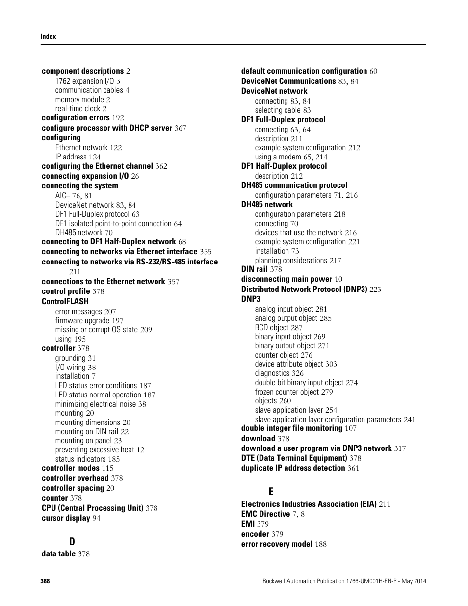 Rockwell Automation 1766-Lxxxx MicroLogix 1400 Programmable Controllers User Manual User Manual | Page 400 / 406