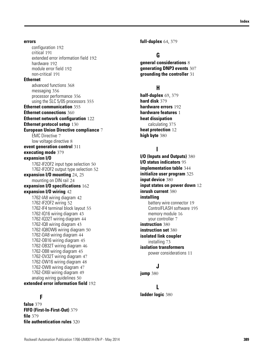 Rockwell Automation 1766-Lxxxx MicroLogix 1400 Programmable Controllers User Manual User Manual | Page 401 / 406