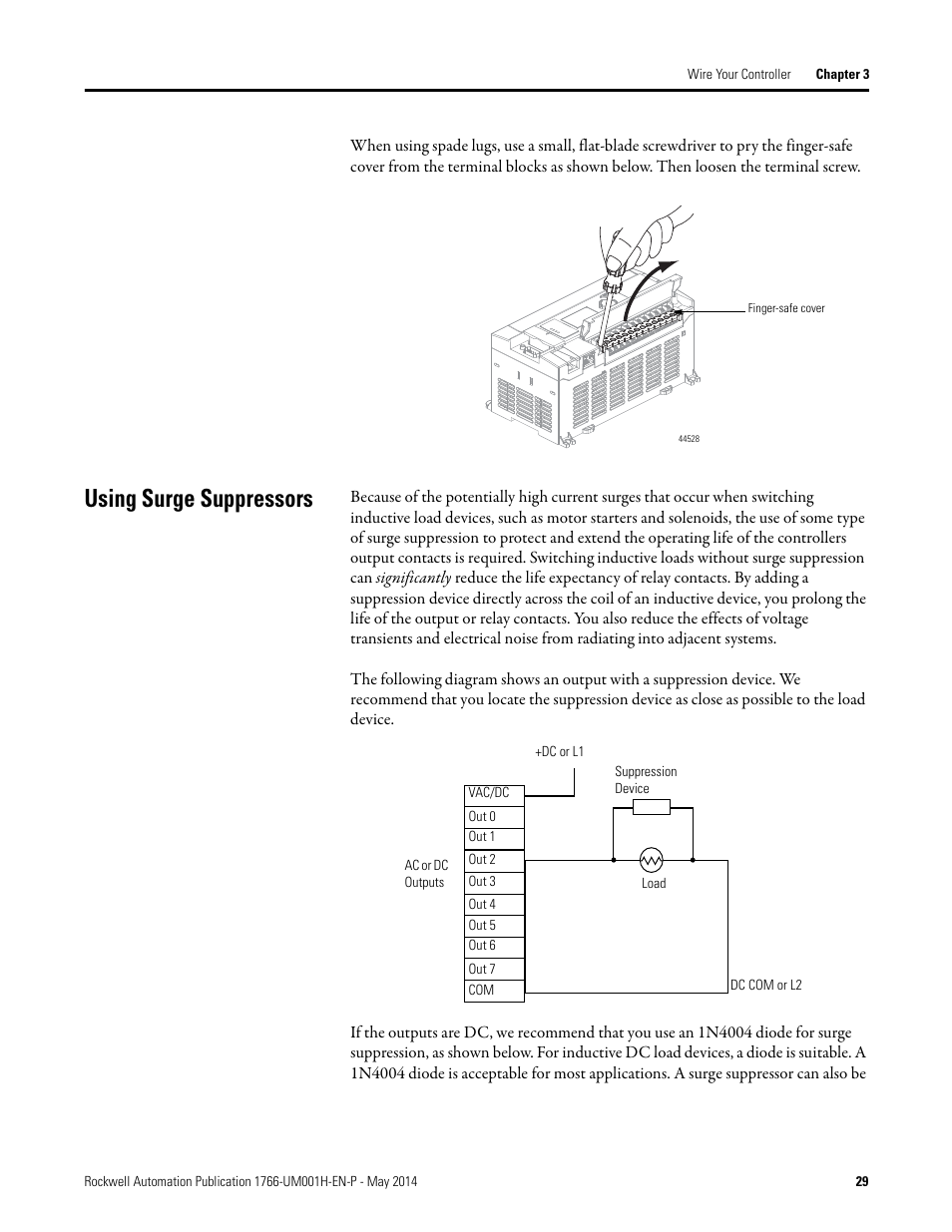 Using surge suppressors | Rockwell Automation 1766-Lxxxx MicroLogix 1400 Programmable Controllers User Manual User Manual | Page 43 / 406