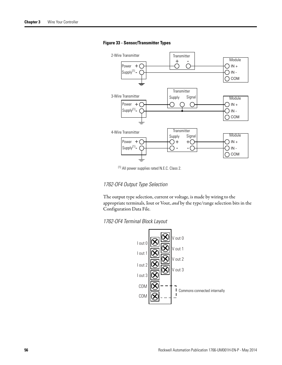 1762-of4 output type selection, 1762-of4 terminal block layout | Rockwell Automation 1766-Lxxxx MicroLogix 1400 Programmable Controllers User Manual User Manual | Page 70 / 406