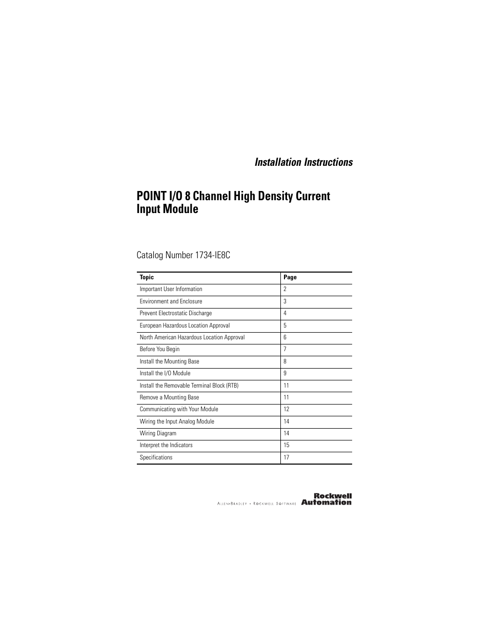 Rockwell Automation 1734-IE8C Installation Instructions User Manual | 24 pages